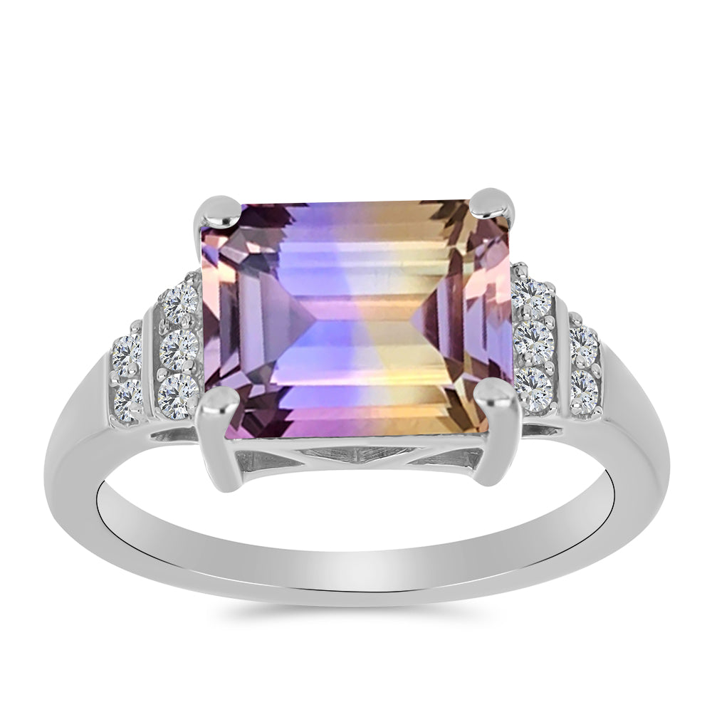 Anillo de Plata con Amatrino de Anahi y Topacio Blanco