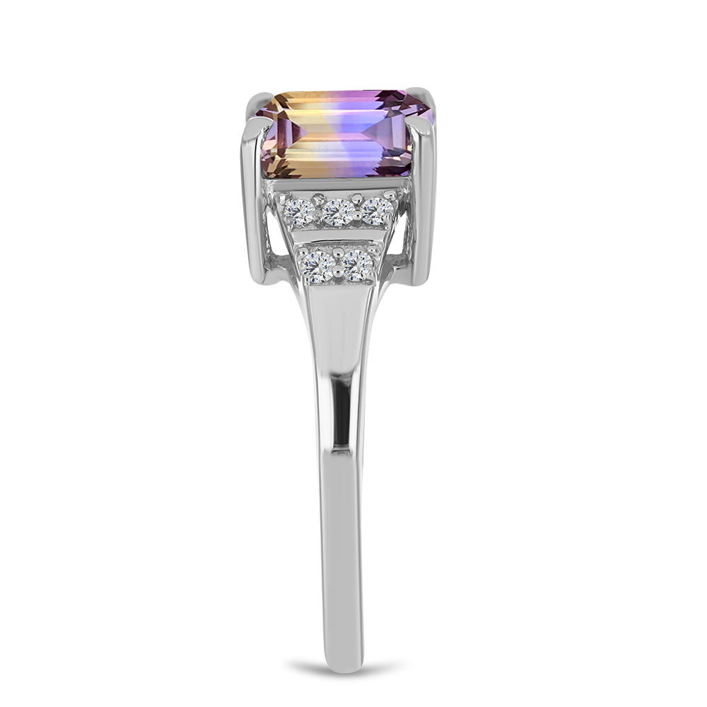 Anillo de Plata con Amatrino de Anahi y Topacio Blanco