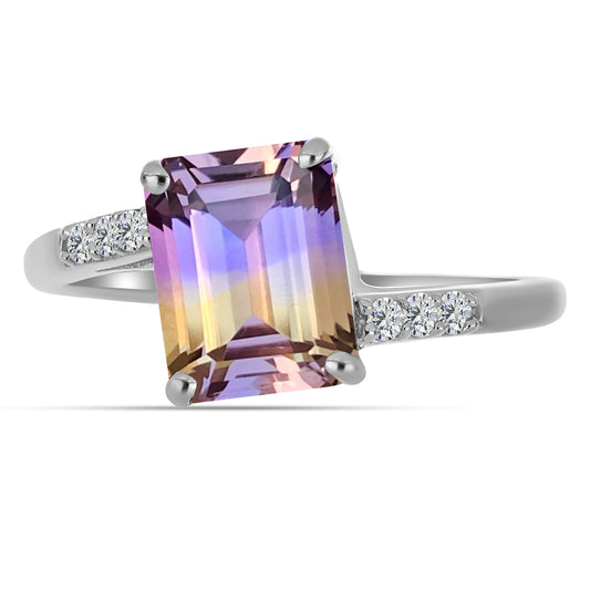 Anillo de Plata con Amatrino de Anahi y Topacio Blanco