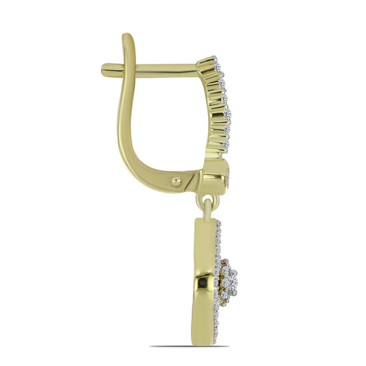 Pendientes de Plata Bañada en Oro con Coral de Esponja Roja y Topacio Blanco