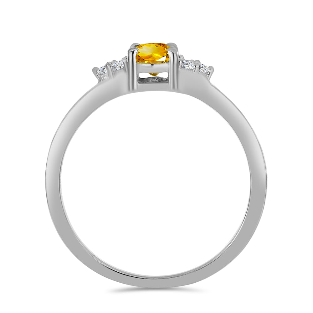 Anillo de Plata con Citrino de los Montes Urales y Topacio Blanco 2 