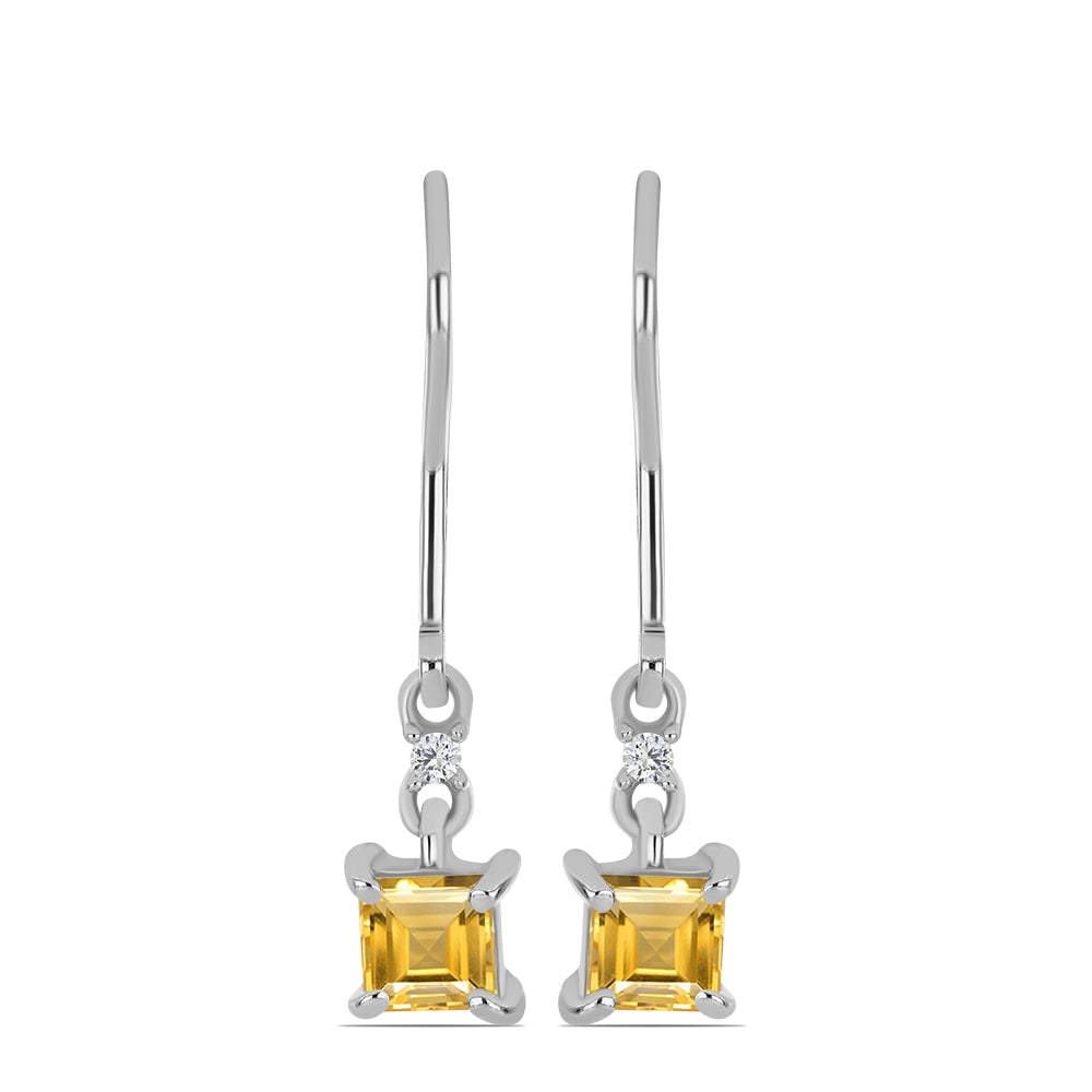 Conjunto de Plata con Citrino de los Montes Urales y Topacio Blanco ( Pendientes +Anillo +Colgante ) 2 