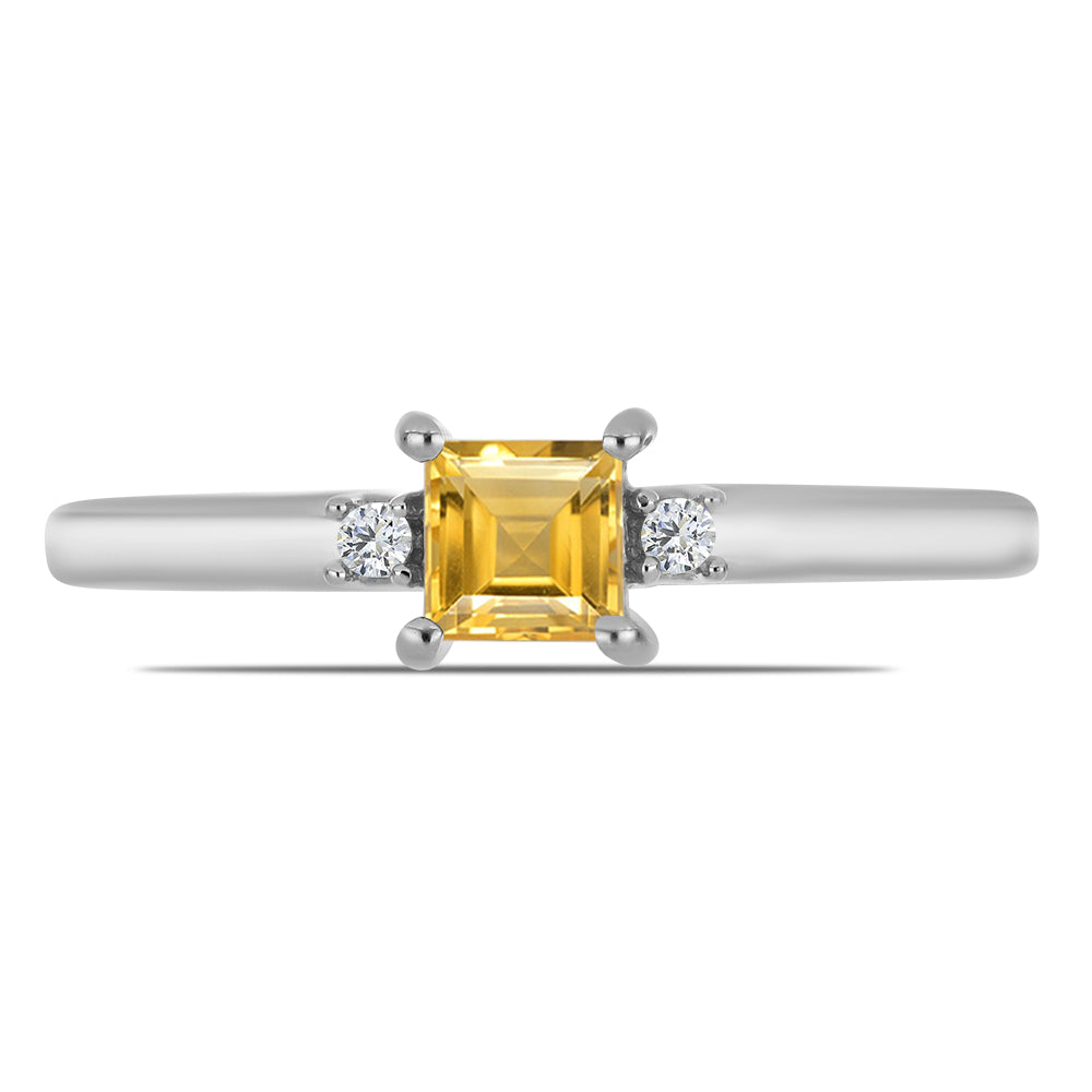 Conjunto de Plata con Citrino de los Montes Urales y Topacio Blanco ( Pendientes +Anillo +Colgante ) 3 