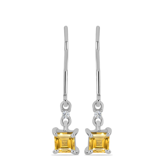 Conjunto de Plata con Citrino de los Montes Urales y Topacio Blanco ( Pendientes +Anillo +Colgante )