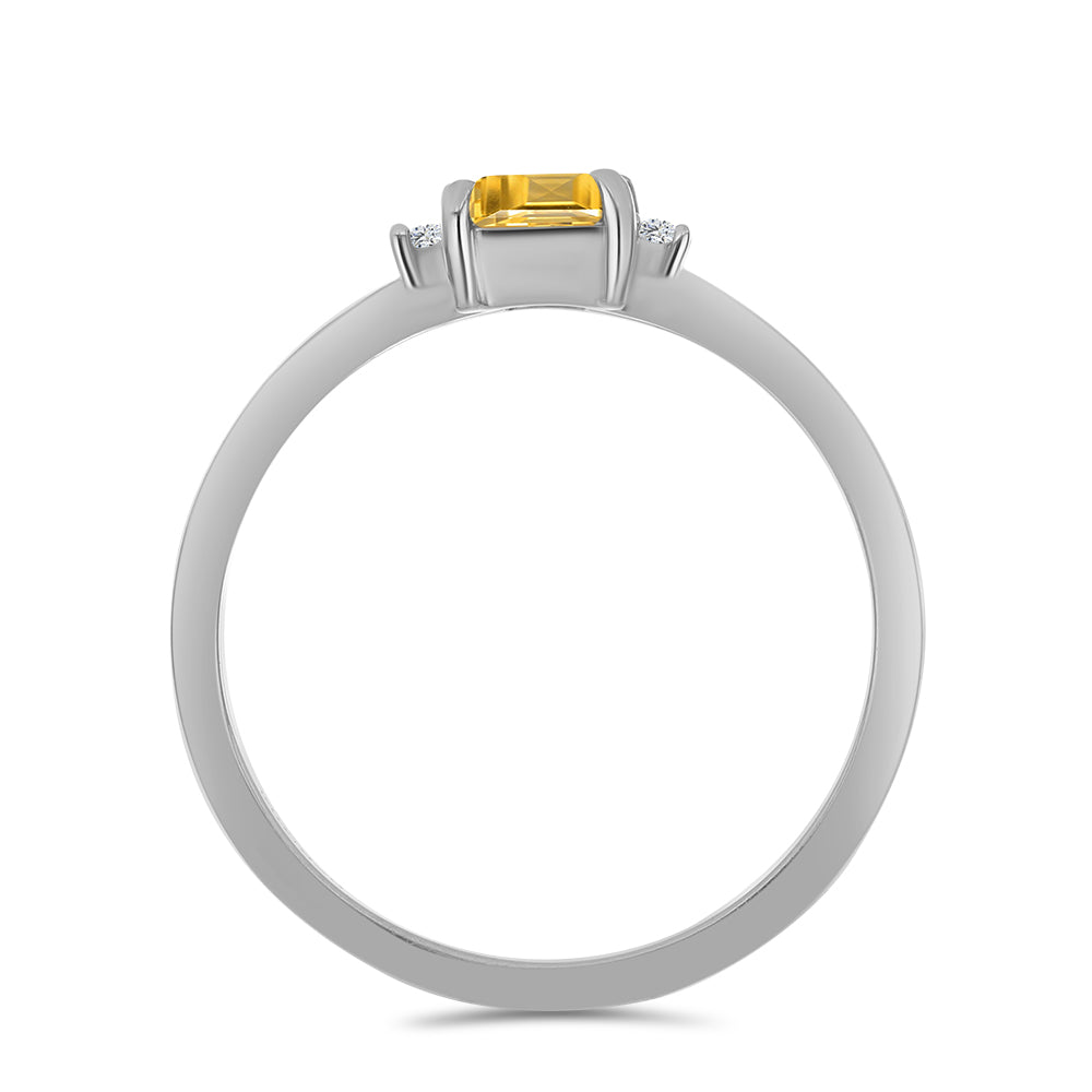 Conjunto de Plata con Citrino de los Montes Urales y Topacio Blanco ( Pendientes +Anillo +Colgante )