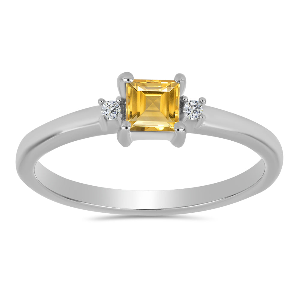 Conjunto de Plata con Citrino de los Montes Urales y Topacio Blanco ( Pendientes +Anillo +Colgante ) 8 