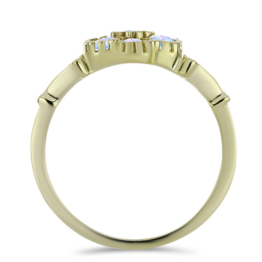 Anillo de Plata Bañada en Oro con Piedra Lunar Arco Iris