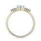 Anillo de Plata Bañada en Oro con Piedra Lunar Arco Iris y Topacio Blanco