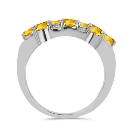 Anillo de Plata con Citrino de los Montes Urales y Topacio Blanco