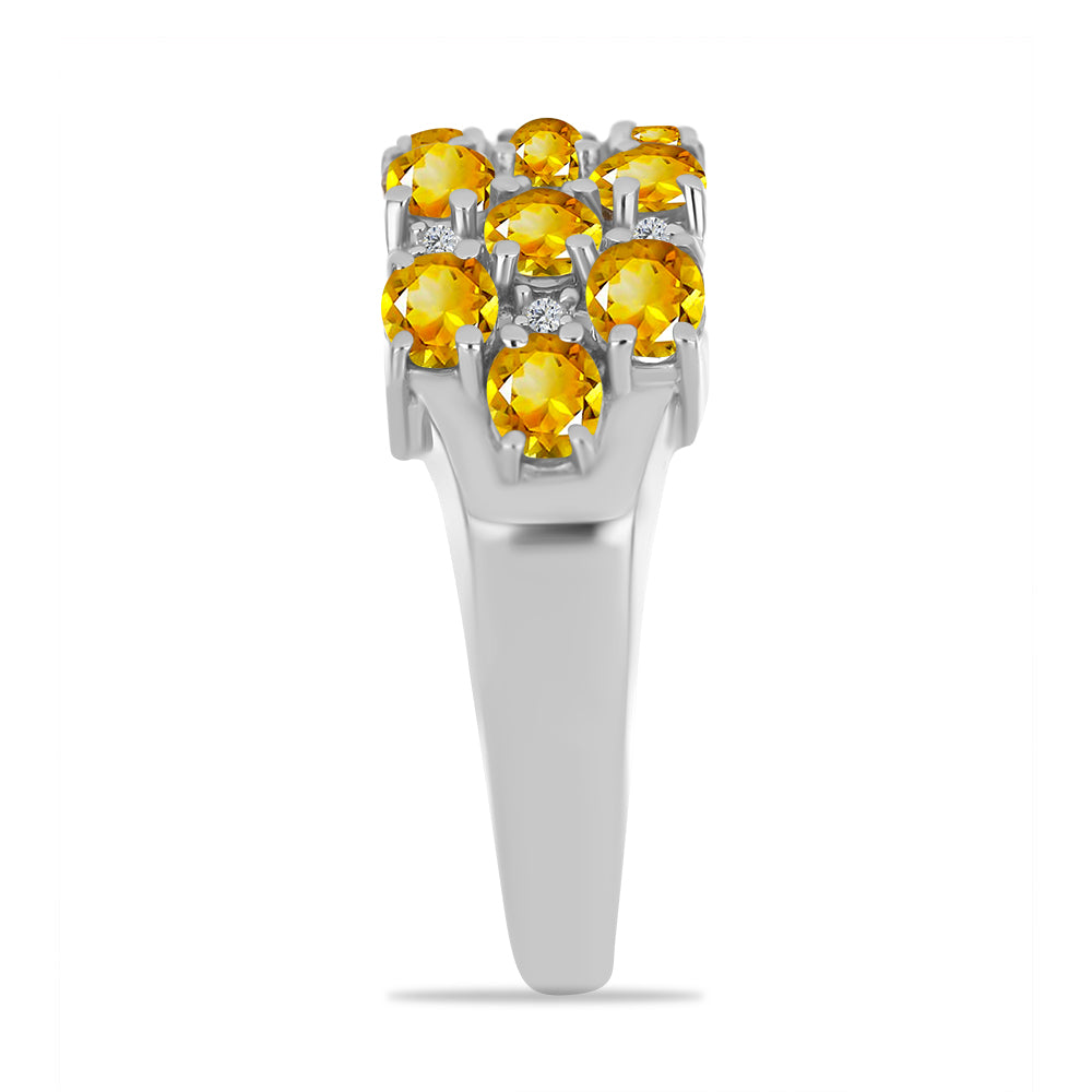 Anillo de Plata con Citrino de los Montes Urales y Topacio Blanco 4 