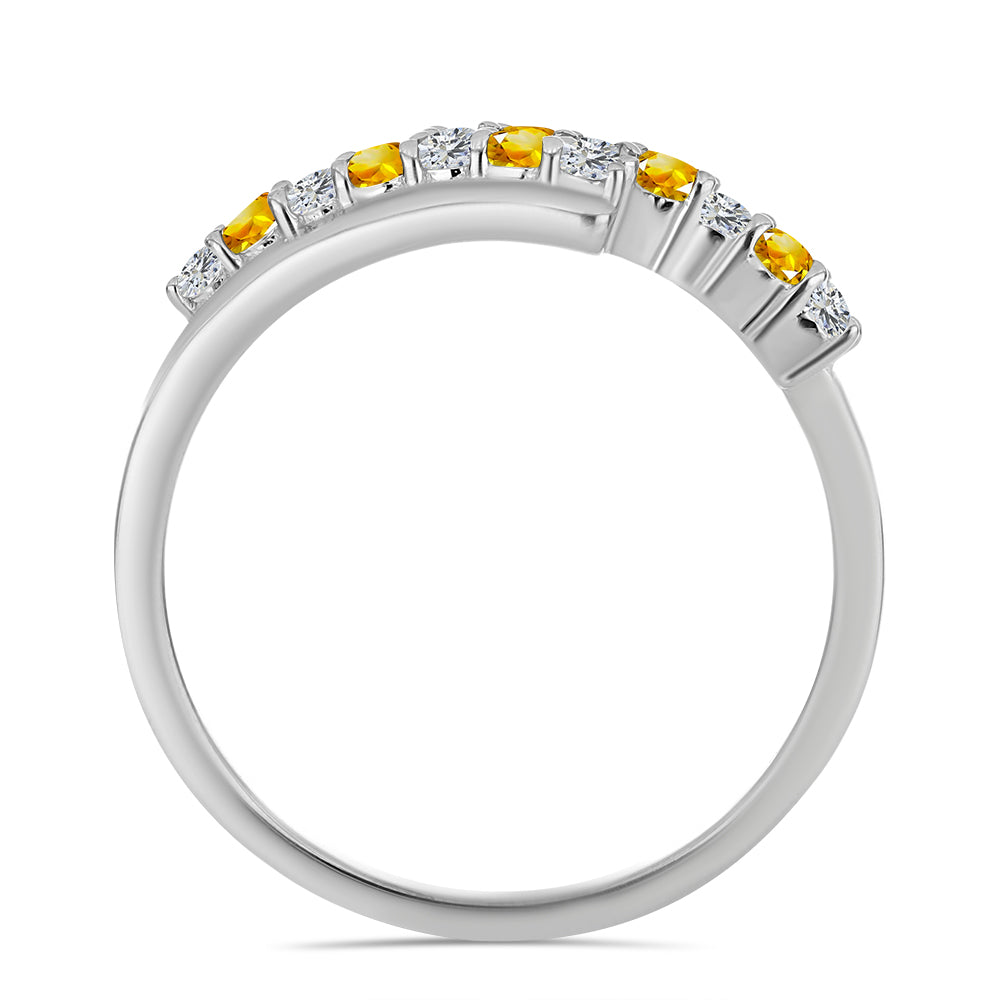 Anillo de Plata con Citrino de los Montes Urales y Topacio Blanco