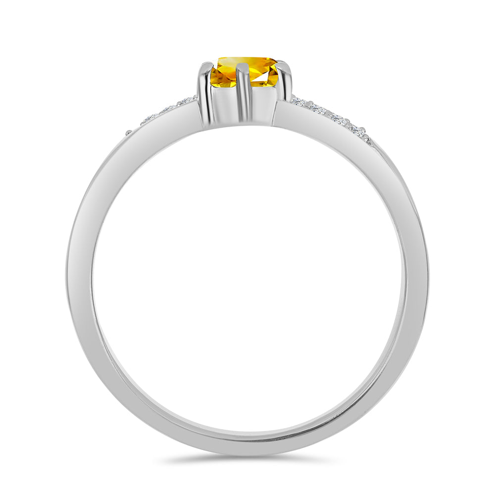 Anillo de Plata con Citrino de los Montes Urales y Topacio Blanco