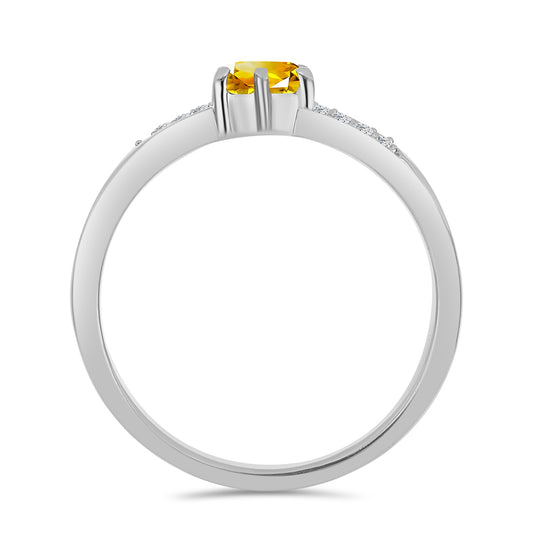 Anillo de Plata con Citrino de los Montes Urales y Topacio Blanco