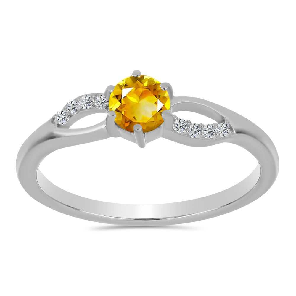 Anillo de Plata con Citrino de los Montes Urales y Topacio Blanco 3 