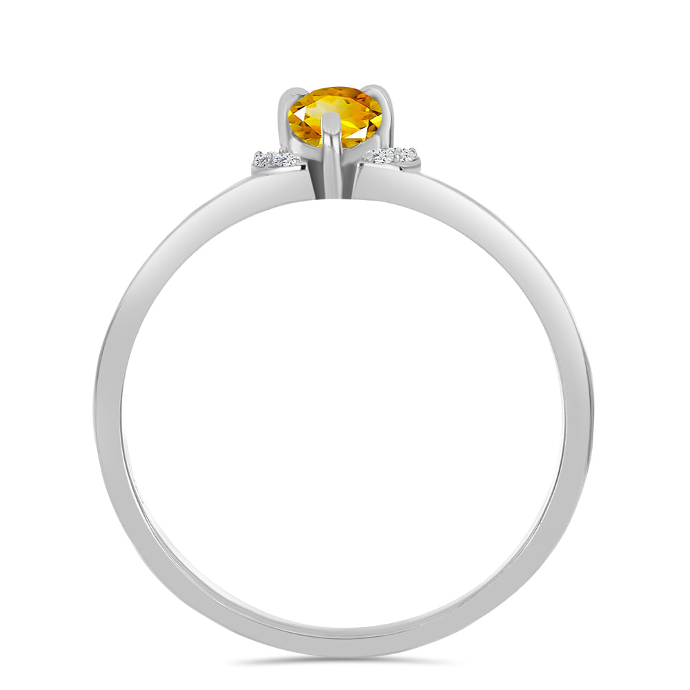 Anillo de Plata con Citrino de los Montes Urales y Topacio Blanco