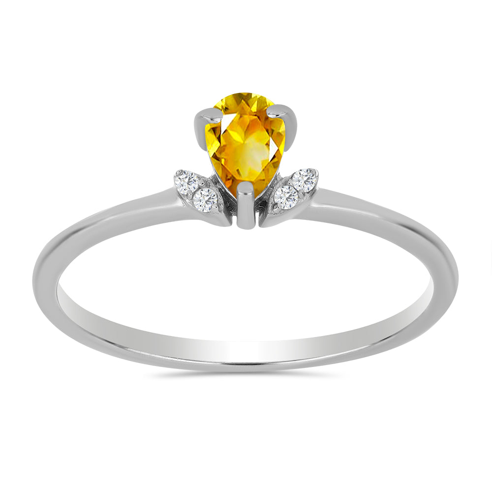 Anillo de Plata con Citrino de los Montes Urales y Topacio Blanco 3 