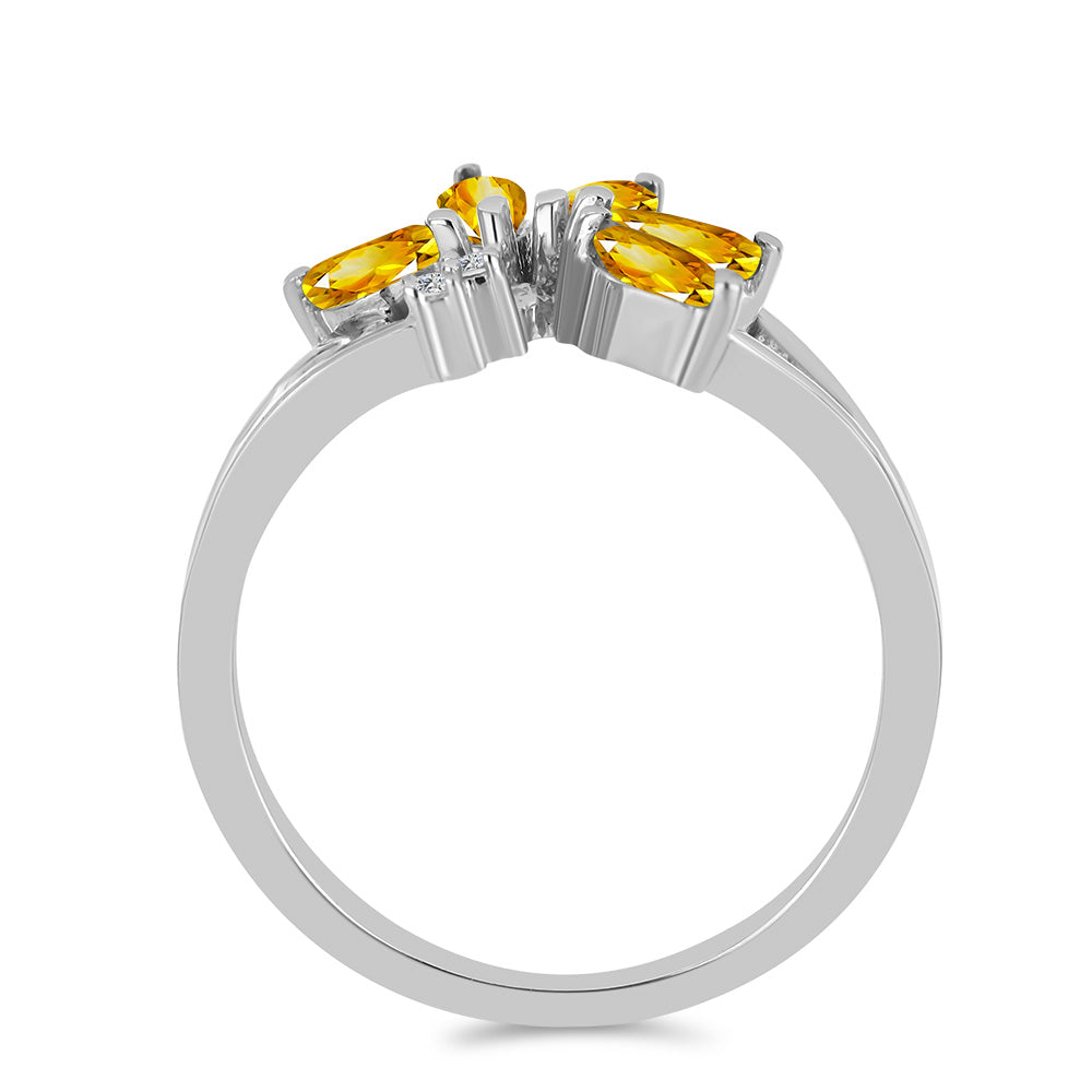 Anillo de Plata con Citrino de los Montes Urales y Topacio Blanco