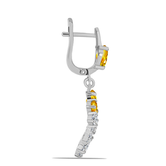 Pendientes de Plata con Citrino de los Montes Urales y Topacio Blanco