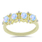 Anillo de Plata Bañada en Oro con Piedra Lunar Arco Iris y Topacio Blanco