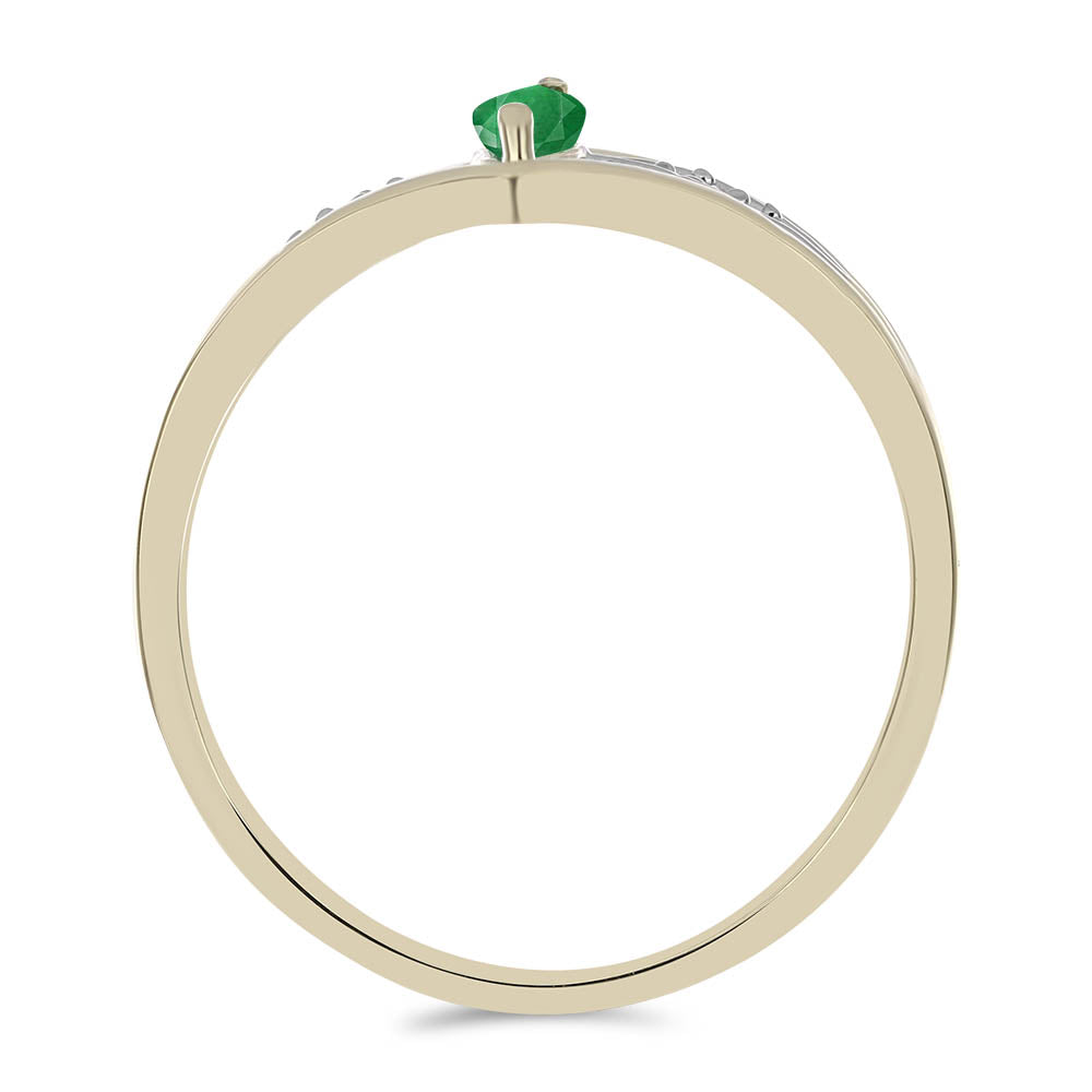 Anillo de Plata Bañada en Oro con Esmeralda de Zambia y Topacio Blanco 2 