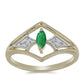 Anillo de Plata Bañada en Oro con Esmeralda de Zambia y Topacio Blanco