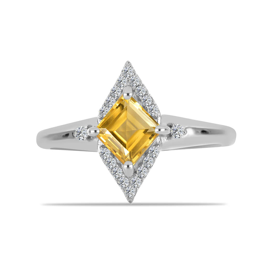 Anillo de Plata con Citrino de los Montes Urales y Topacio Blanco 1 