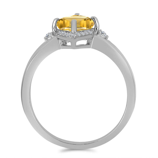 Anillo de Plata con Citrino de los Montes Urales y Topacio Blanco