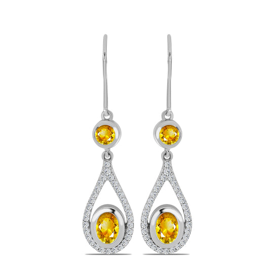 Pendientes de Plata con Citrino de los Montes Urales y Topacio Blanco