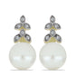 Pendientes de Plata Bañada en Oro con Perla blanca de agua dulce y Topacio Blanco