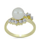 Anillo de Plata Bañada en Oro con Perla blanca de agua dulce y Topacio Blanco