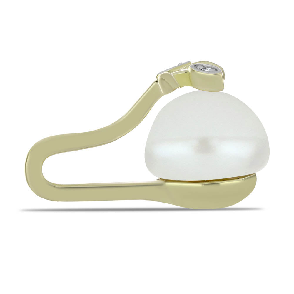 Colgante de Plata Bañada en Oro con Perla blanca de agua dulce y Topacio Blanco 2 