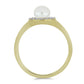 Anillo de Plata Bañada en Oro con Perla blanca de agua dulce y Topacio Blanco