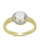Anillo de Plata Bañada en Oro con Perla blanca de agua dulce y Topacio Blanco