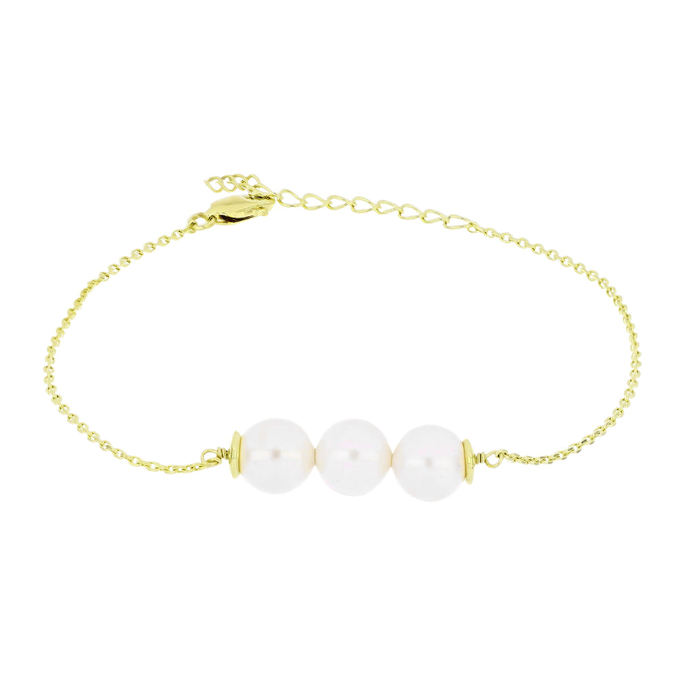 Pulsera de Plata Bañada en Oro con Perla blanca de agua dulce 1 