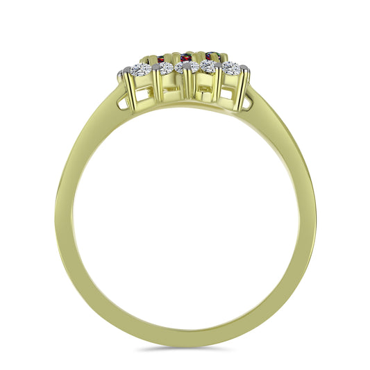 Anillo de Plata Bañada en Oro con Ópalo negro medianoche Lega Dembi de Ëtiopía y Topacio Blanco