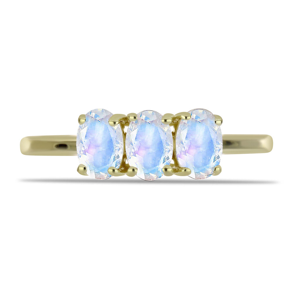 Anillo de Plata Bañada en Oro con Piedra Lunar Arco Iris 1 