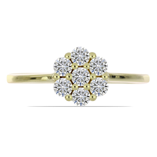 Anillo de Plata Bañada en Oro con Diamante certificado y cultivado en laboratorio