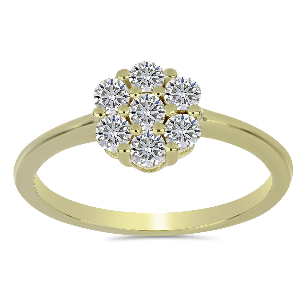 Anillo de Plata Bañada en Oro con Diamante certificado y cultivado en laboratorio