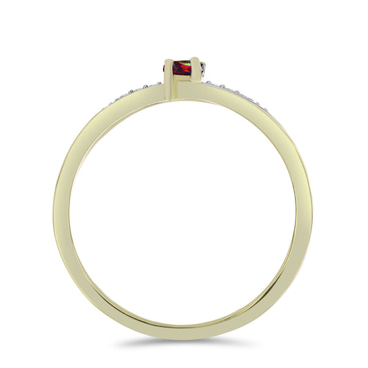 Anillo de Plata Bañada en Oro con Ópalo negro medianoche Lega Dembi de Ëtiopía y Topacio Blanco