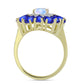 Anillo de Plata Bañada en Oro con Piedra Lunar Arco Iris y Zafiro Azul Australiano