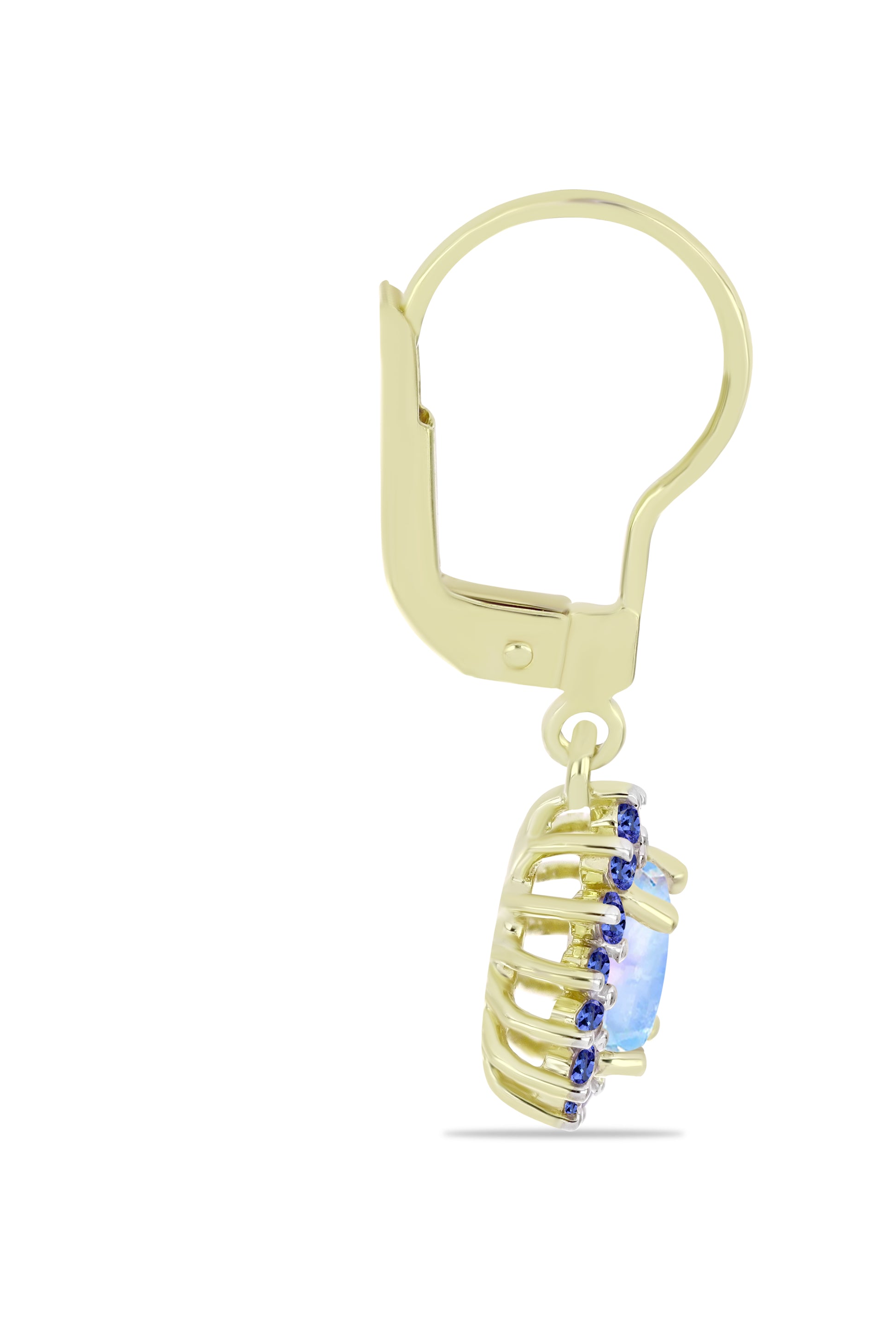 Pendientes de Plata Bañada en Oro con Piedra Lunar Arco Iris y Tanzanita 2 