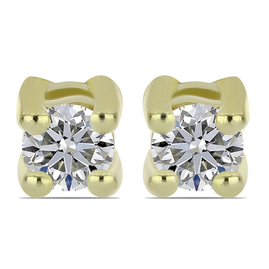 Pendientes de Plata Bañada en Oro con Diamante certificado y cultivado en laboratorio