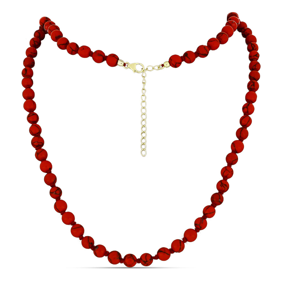 Collar de Plata Bañada en Oro con Coral de Esponja Roja 1 