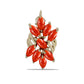 Broche de Plata Bañada en Oro con Coral de Esponja Roja