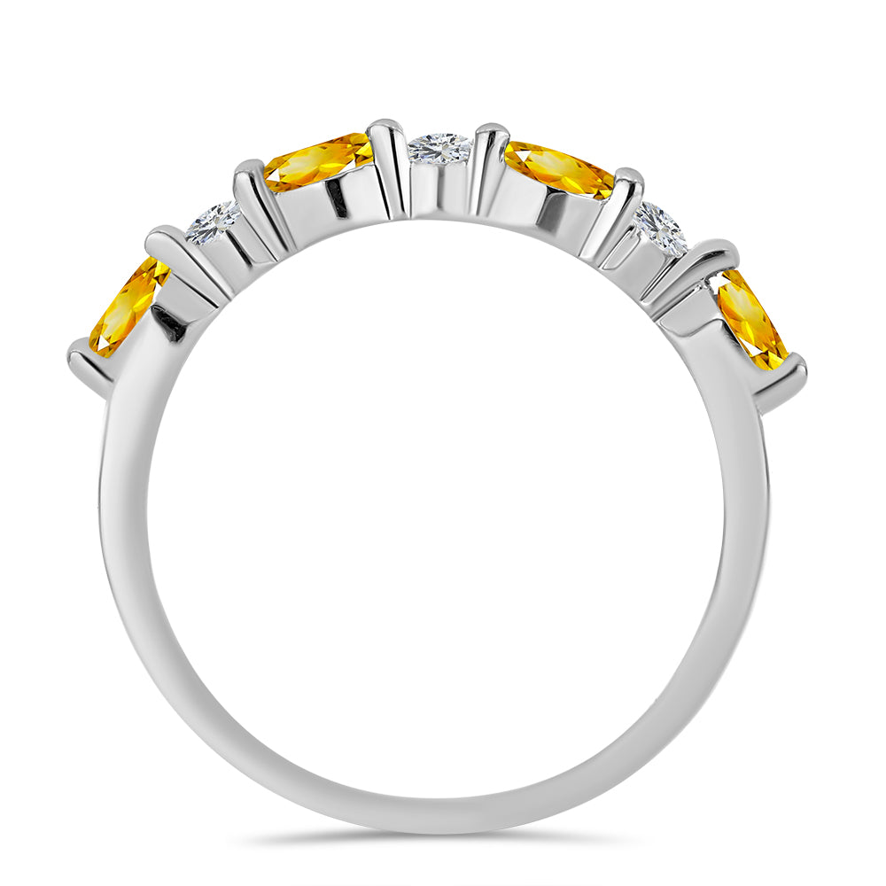 Anillo de Plata con Citrino de los Montes Urales y Topacio Blanco 3 