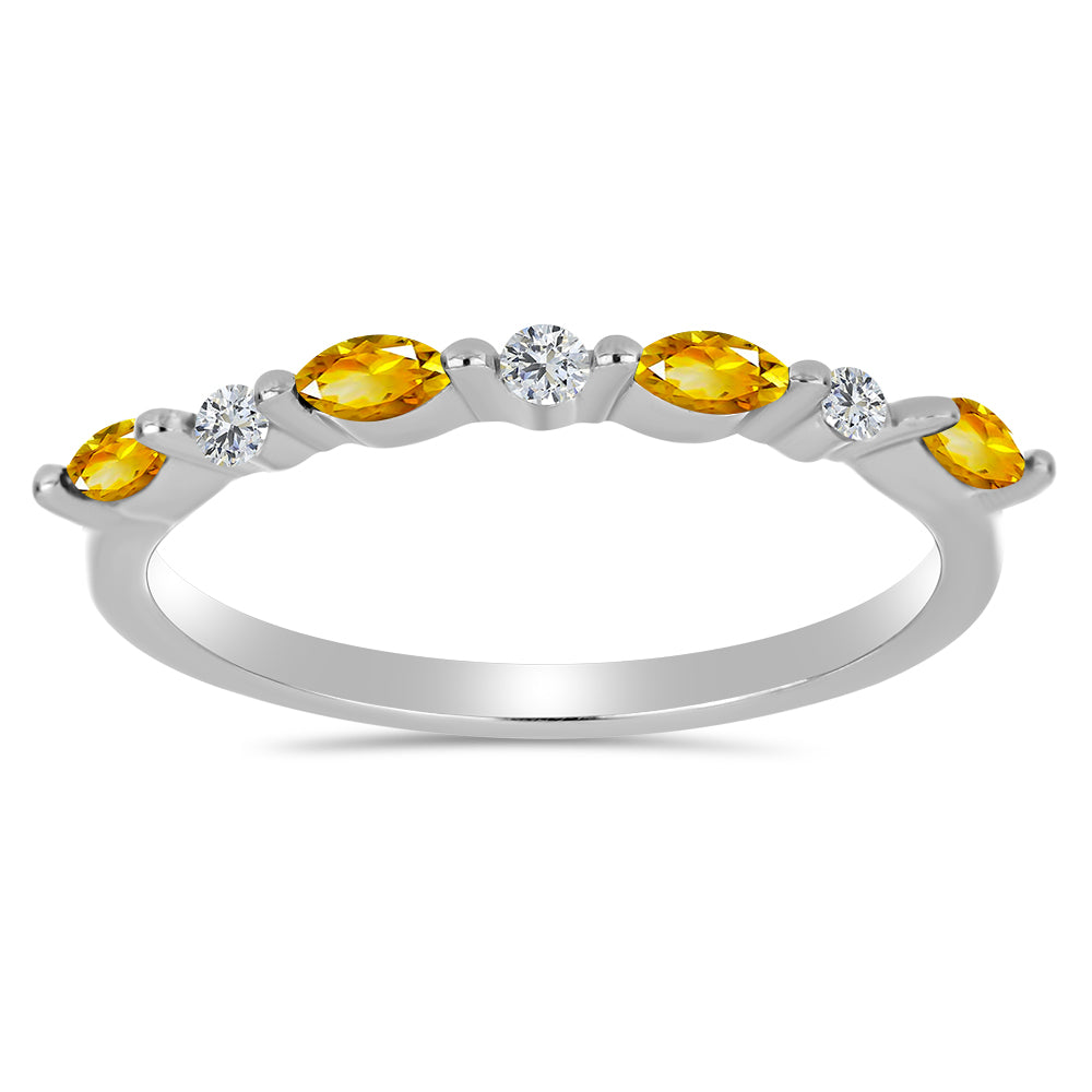 Anillo de Plata con Citrino de los Montes Urales y Topacio Blanco 1 