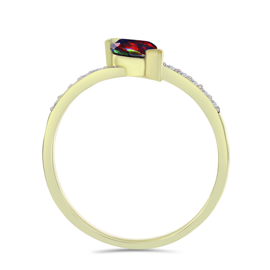 Anillo de Plata Bañada en Oro con Ópalo negro medianoche Lega Dembi de Ëtiopía y Topacio Blanco