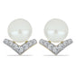 Pendientes de Plata Bañada en Oro con Perla blanca de agua dulce y Topacio Blanco
