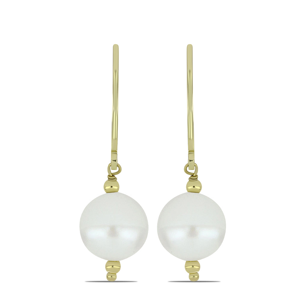 Pendientes de Plata Bañada en Oro con Perla blanca de agua dulce