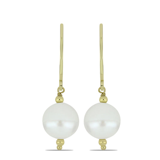 Pendientes de Plata Bañada en Oro con Perla blanca de agua dulce